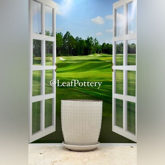 Sherley (SM) White/Brown Ceramic Planter Pot with Saucer Attached - Picture 3 of 9